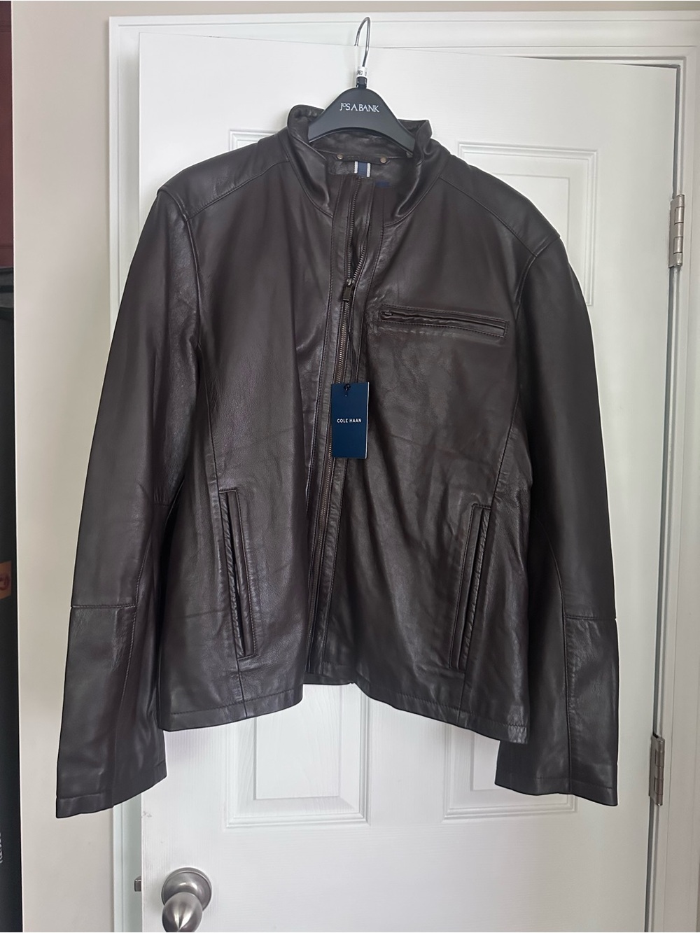 Men’s Cole Haan Dark Brown Leather Jacket XL NWT
